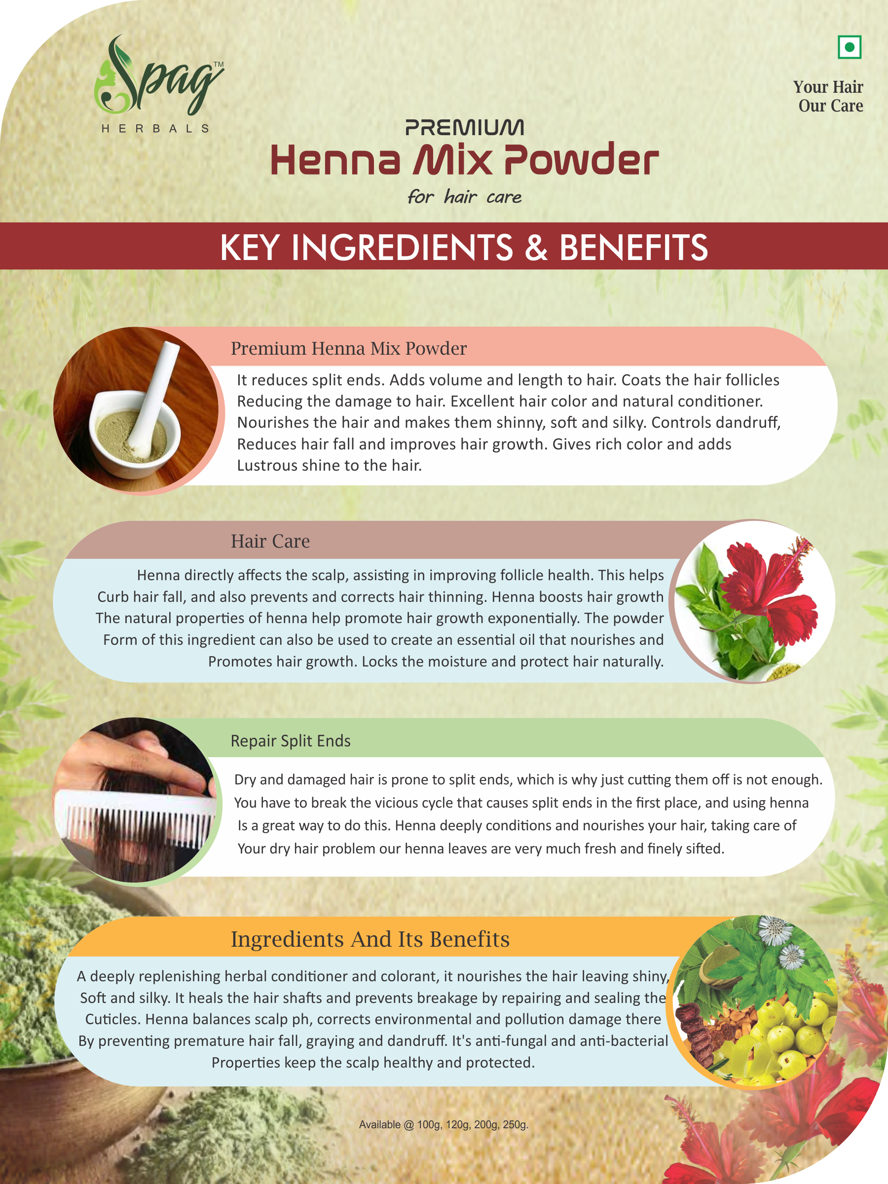 Henna Mixed Herbal Powder – SPAG HERBALS